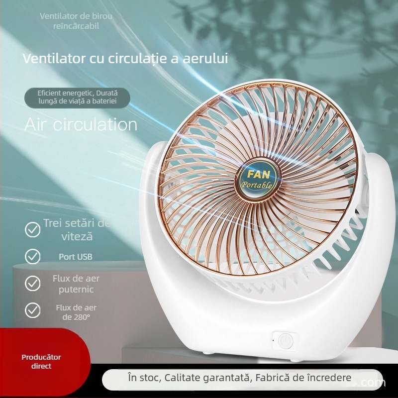 Ventilator USB mini pentru studenți — portabil, reîncărcabil, compact pentru birou