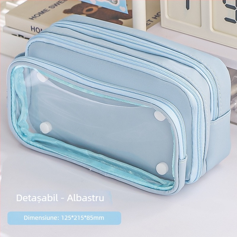 Penar transparent detașabil, cu capacitate mare, design Panda, model nou 2024 pentru fete gimnaziu