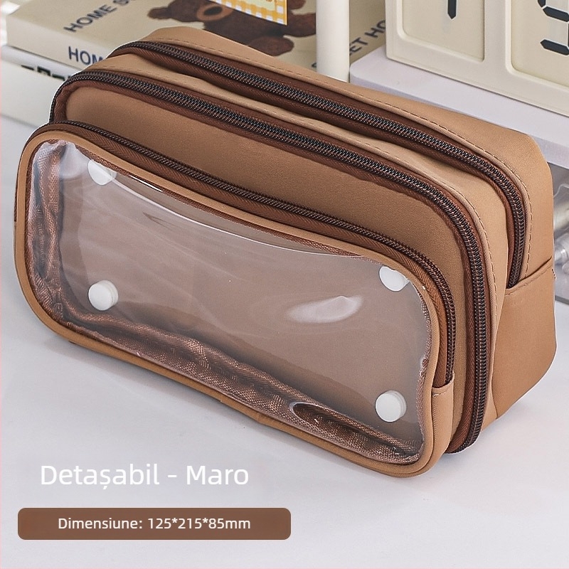 Penar transparent detașabil, cu capacitate mare, design Panda, model nou 2024 pentru fete gimnaziu