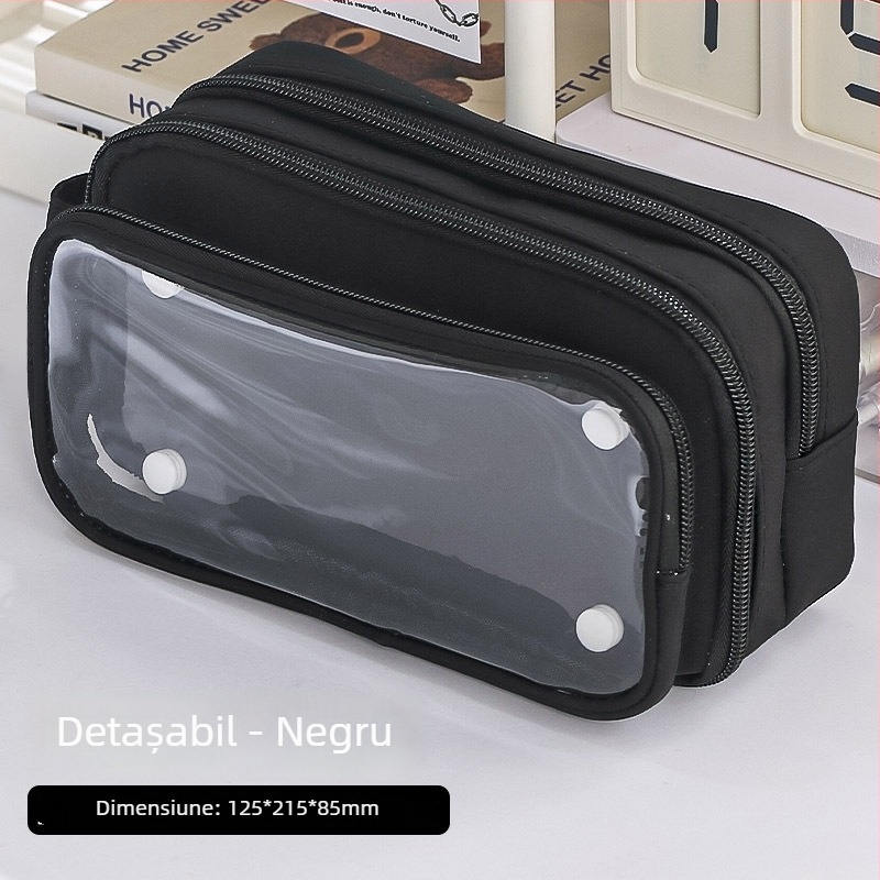 Penar transparent detașabil, cu capacitate mare, design Panda, model nou 2024 pentru fete gimnaziu