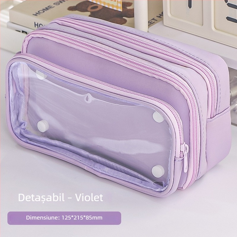 Penar transparent detașabil, cu capacitate mare, design Panda, model nou 2024 pentru fete gimnaziu