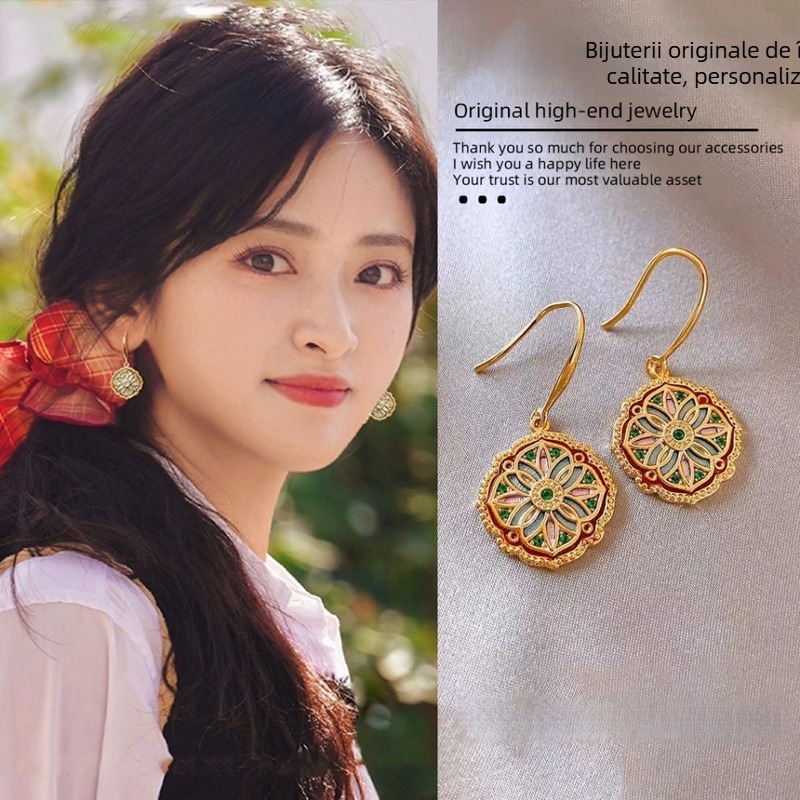 Cercei cu pictură în ulei Monet Garden, stil chinezesc – eleganți, versatili, cu o notă discretă de lux