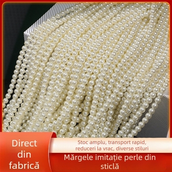 Perle din sticlă crem-alb, luciu perlat, imitație de perlă. Mărgele libere pentru bijuterii DIY. Mărgele rotunde pentru brățări, glezne, coliere și ornamente de pulover.