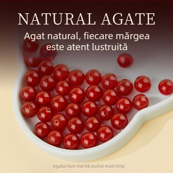 Mărgele libere din agată roșie naturală, rotunde, 8 mm, pentru bijuterii DIY și brățări