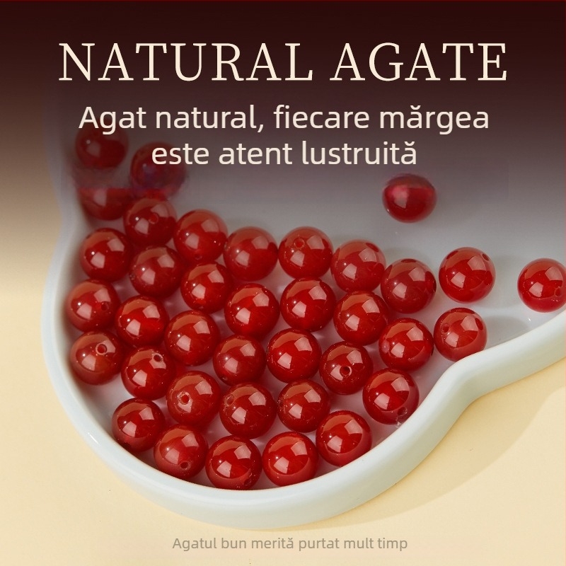 Mărgele libere din agată roșie naturală, rotunde, 8 mm, pentru bijuterii DIY și brățări