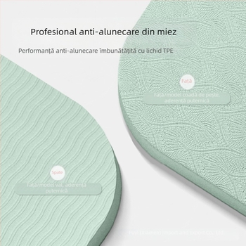 Saltea de yoga TPE pentru yoga în cuplu, pentru începători, anti-alunecare, 6 mm, 190×120 cm, absorbție a șocurilor, linii de ghidare a pozițiilor