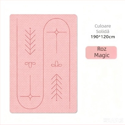 Saltea de yoga TPE pentru yoga în cuplu, pentru începători, anti-alunecare, 6 mm, 190×120 cm, absorbție a șocurilor, linii de ghidare a pozițiilor