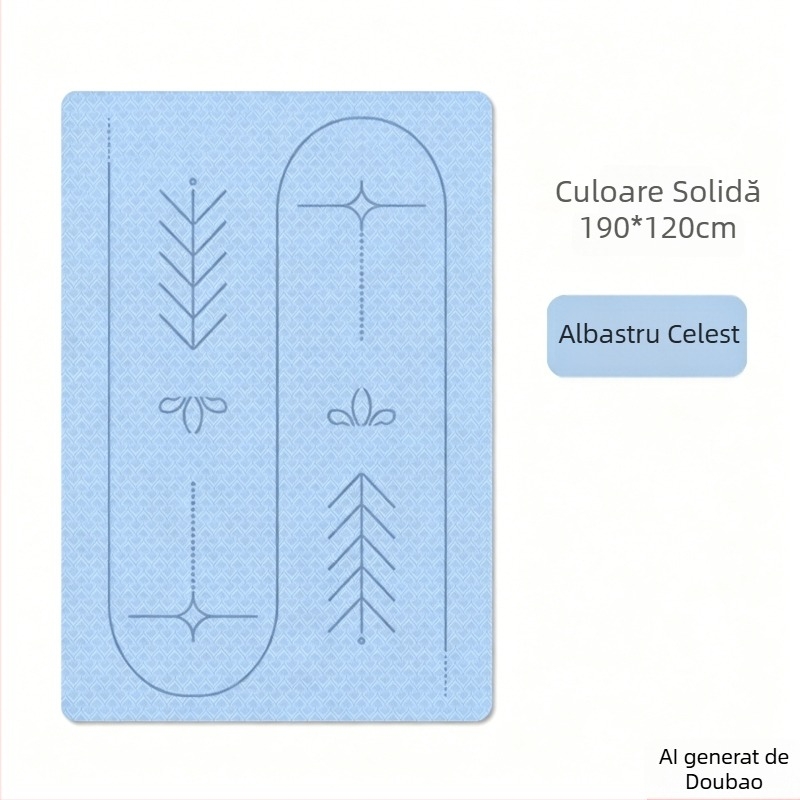 Saltea de yoga TPE pentru yoga în cuplu, pentru începători, anti-alunecare, 6 mm, 190×120 cm, absorbție a șocurilor, linii de ghidare a pozițiilor