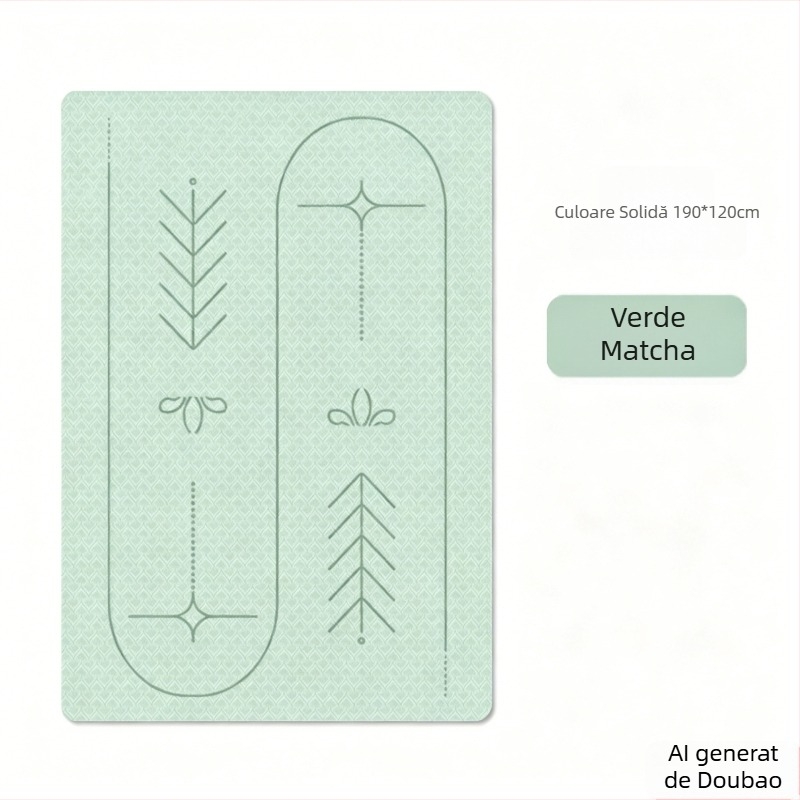 Saltea de yoga TPE pentru yoga în cuplu, pentru începători, anti-alunecare, 6 mm, 190×120 cm, absorbție a șocurilor, linii de ghidare a pozițiilor