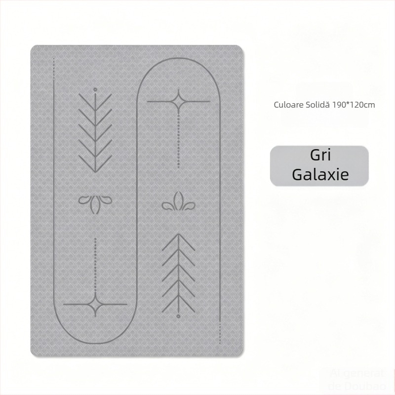 Saltea de yoga TPE pentru yoga în cuplu, pentru începători, anti-alunecare, 6 mm, 190×120 cm, absorbție a șocurilor, linii de ghidare a pozițiilor