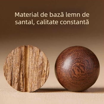 Brățară din lemn de santal cu fir auriu, mărgele Buddha naturale și accente de cinabru – unisex