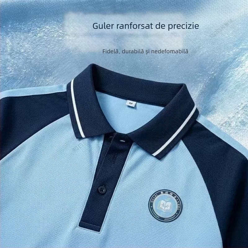 Uniformă școlară unificată Hui Lai County – set sportiv de vară pentru elevi din învățământ primar, tricou cu mânecă scurtă și pantaloni lungi, două piese