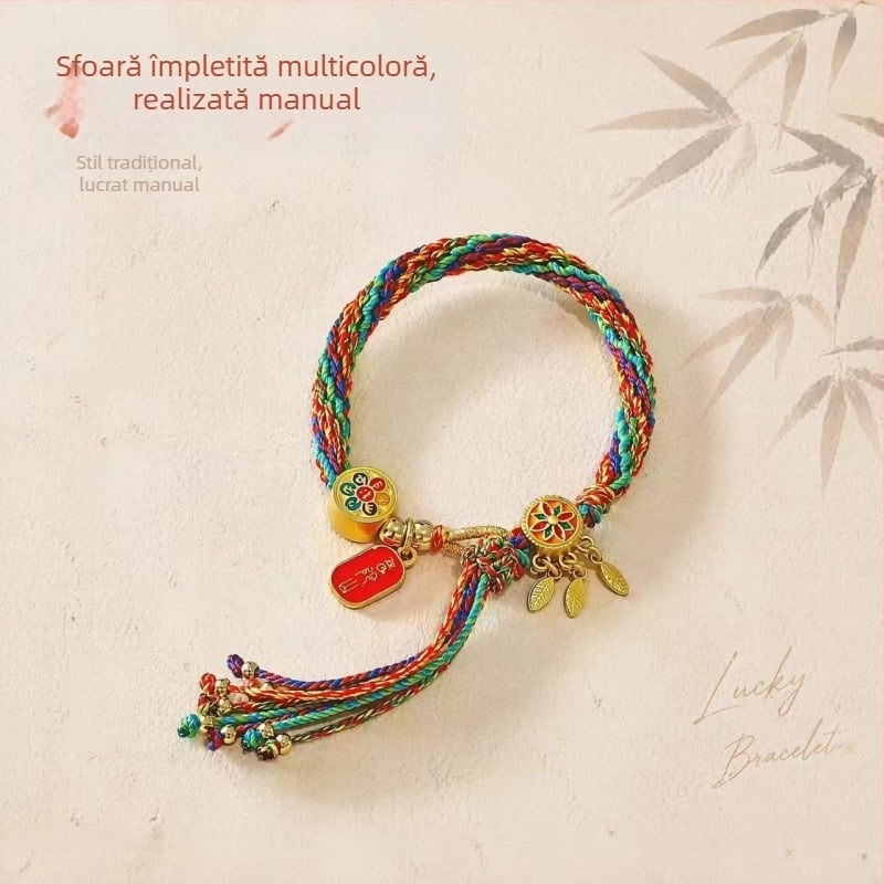Brățări tradiționale pentru Festivalul Dragonului, din fir de bumbac, brățări colorate, croșetate manual pentru copii, șnur roșu, cadou unisex, en-gros