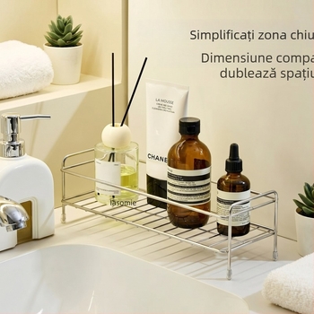 Raft de depozitare pentru chiuveta de baie, finisaj inox, pentru cosmetice și îngrijire a pielii