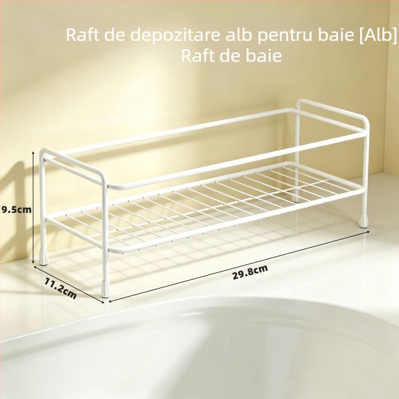 Raft de depozitare pentru chiuveta de baie, finisaj inox, pentru cosmetice și îngrijire a pielii