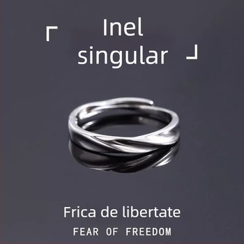 Inel pentru bărbați din argint 925, stil minimalist, model 3D cu valuri