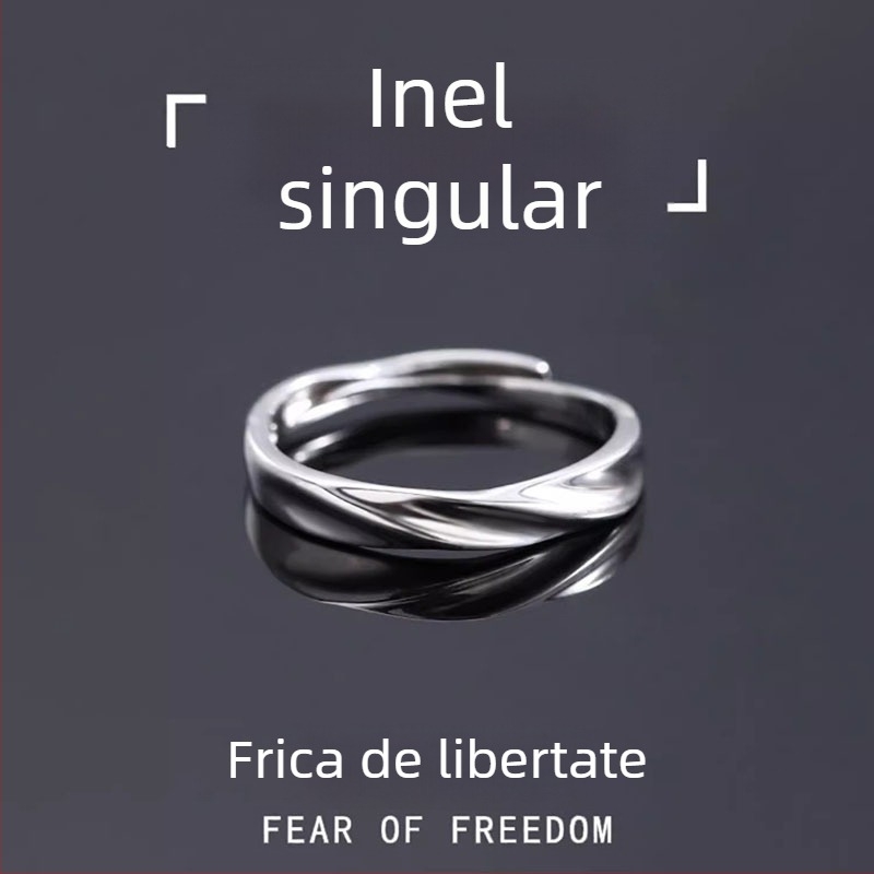 Inel pentru bărbați din argint 925, stil minimalist, model 3D cu valuri
