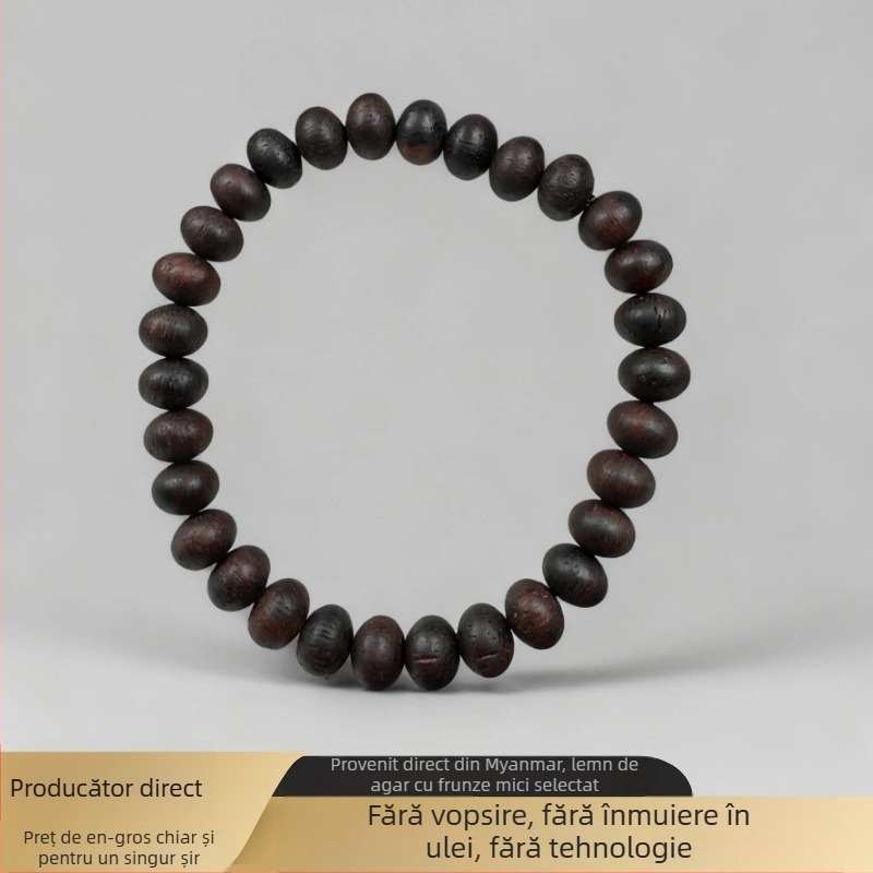 Bratara din lemn cu 108 mărgele, mărgele de abac și Buddha, lucrată manual, unisex, stil etnic