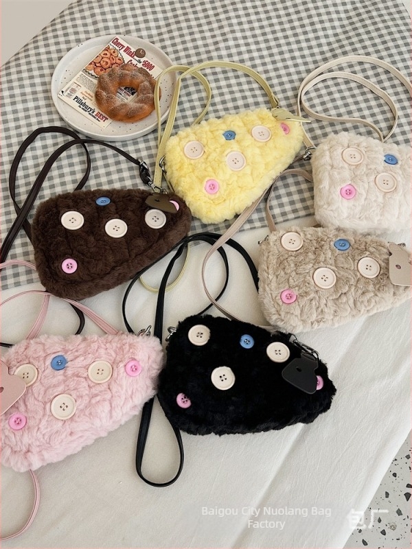 Geantă Mao Mao din pluș pentru femei – mică geantă crossbody pentru telefon, stil drăguț, ușoară, toamnă-iarnă 2024