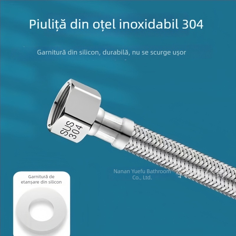 Furtun de alimentare cu filet intern și extern de 1/4 inch, cu țesătură din oțel inoxidabil 304, conexiune extinsă la alimentarea cu apă pentru boiler