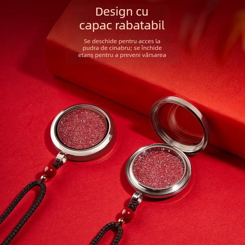 Pandantiv gol din cinnabar, cutie geometrică – talisman unisex pentru anul nașterii, design geometric