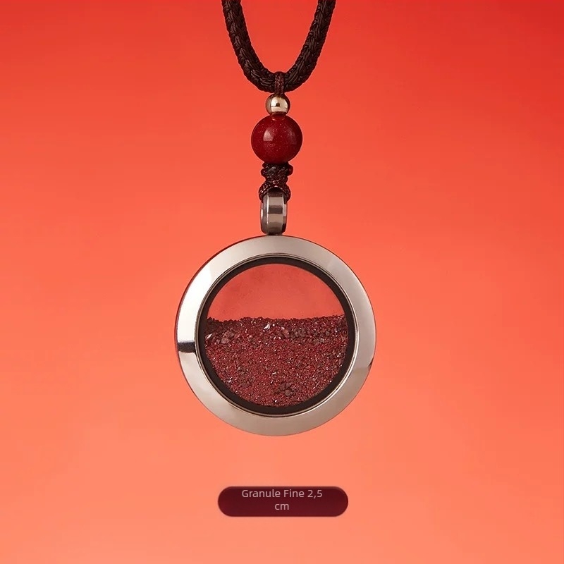 Pandantiv gol din cinnabar, cutie geometrică – talisman unisex pentru anul nașterii, design geometric