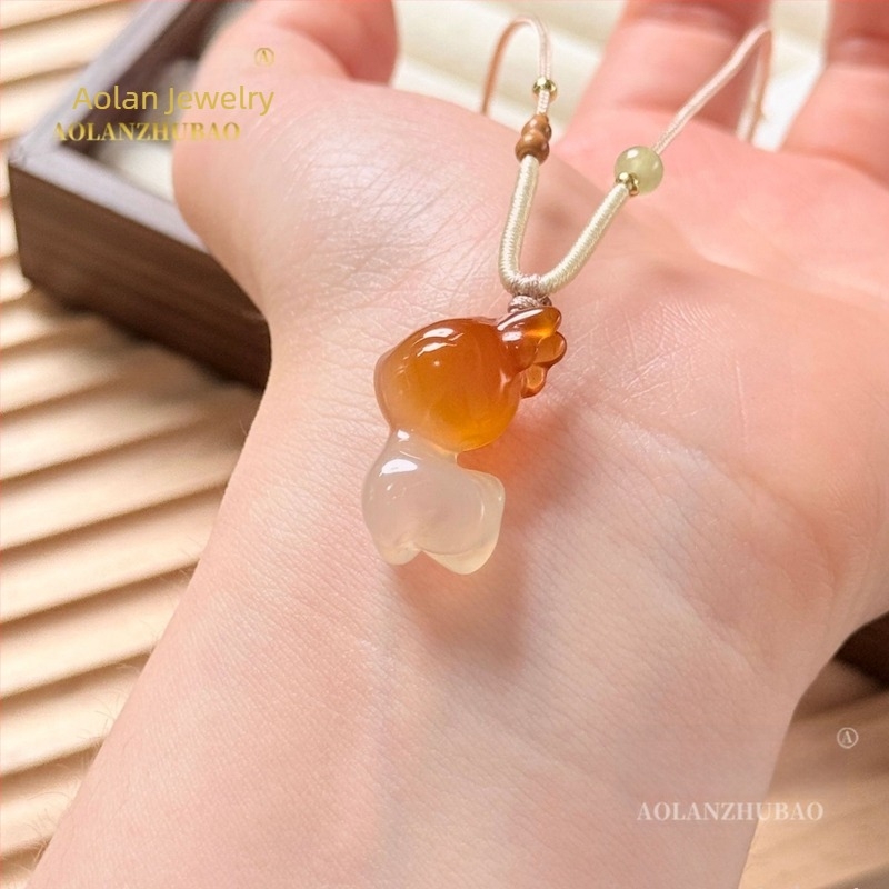 agat natural, pandant 3D cioplit în formă de cerb, breloc DIY, unisex