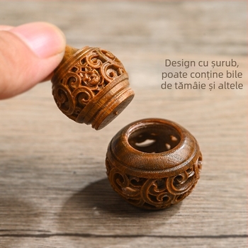 lemn de santal verde, sculptat în formă de dovleac, recipient gol pentru parfum cu capac, accesoriu DIY pentru colier și breloc