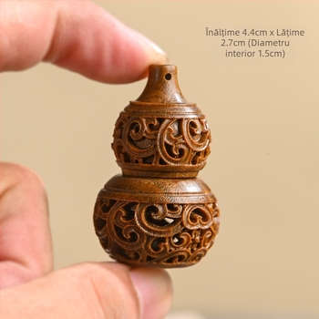 lemn de santal verde, sculptat în formă de dovleac, recipient gol pentru parfum cu capac, accesoriu DIY pentru colier și breloc