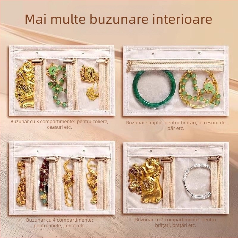 Cutie de bijuterii de lux și organizator pentru lanțuri, brățări, cercei, inele, mărgele de cristal și accesorii pentru păr