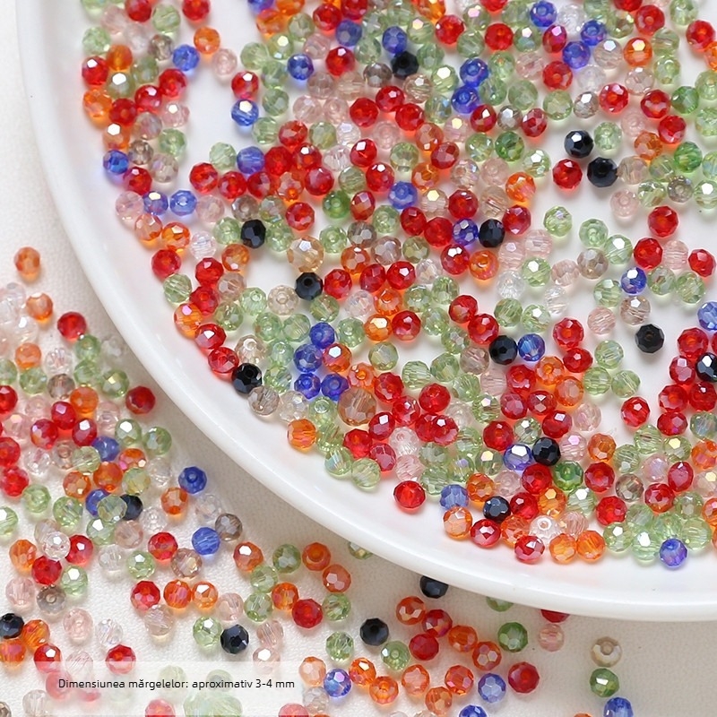 10 g pungă cu mărgele rotunde din sticlă cristal colorată pentru bijuterii DIY, potrivite pentru coliere și cercei
