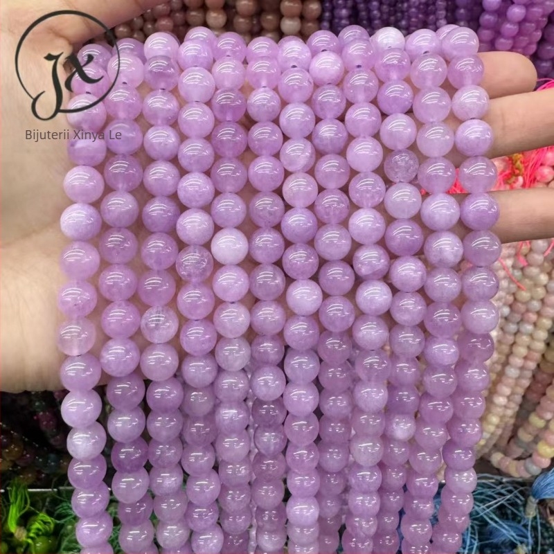 Mărgele Kunzite imitatie, mărgele rotunde mov-gri, mărgele mov lavandă, componente pentru bijuterii DIY, semifabricate
