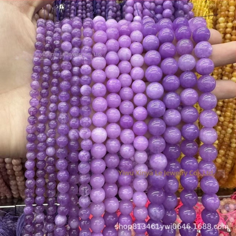 Mărgele Kunzite imitatie, mărgele rotunde mov-gri, mărgele mov lavandă, componente pentru bijuterii DIY, semifabricate