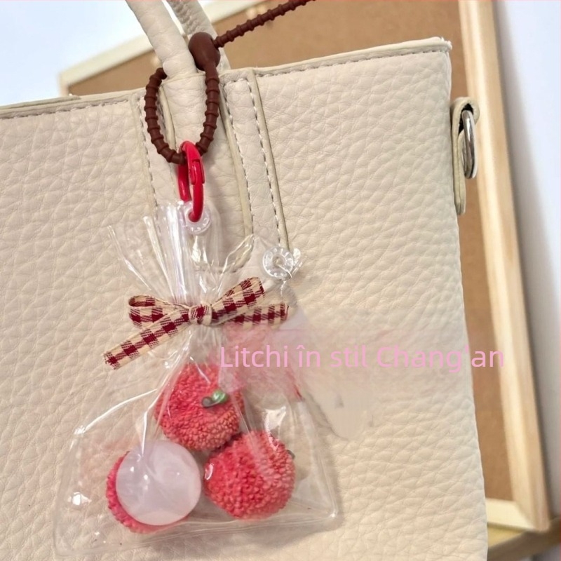 Pandantiv cheie Lychee pentru rucsac, farmec de fructe și suvenir, inspirat de stilul Changan