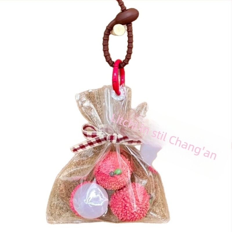 Pandantiv cheie Lychee pentru rucsac, farmec de fructe și suvenir, inspirat de stilul Changan