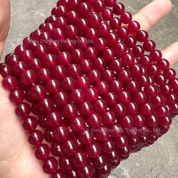 Mărgele rotunde din jad Hetian, roz-roșu, 6 mm, transparente, pentru bijuterii DIY – componente semifabricate