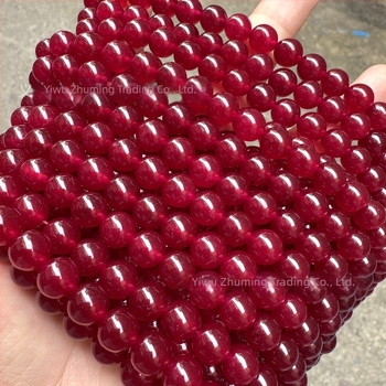 Mărgele rotunde din jad Hetian, roz-roșu, 6 mm, transparente, pentru bijuterii DIY – componente semifabricate