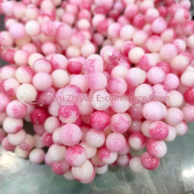 Mărgele de calcedonie piersică, rotunde 8 mm, pentru brățară DIY