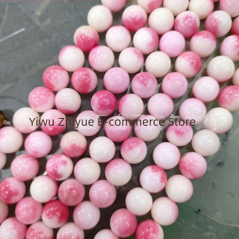 Mărgele de calcedonie piersică, rotunde 8 mm, pentru brățară DIY