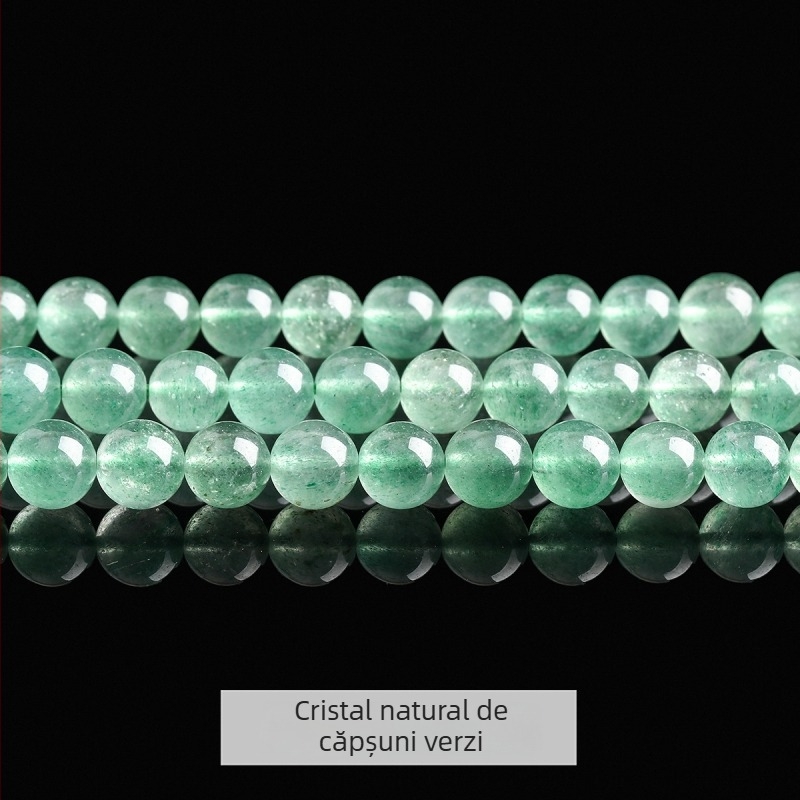 Mărgele din cristal verde căpșună natural pentru brățară, mărgele libere DIY – rotunde
