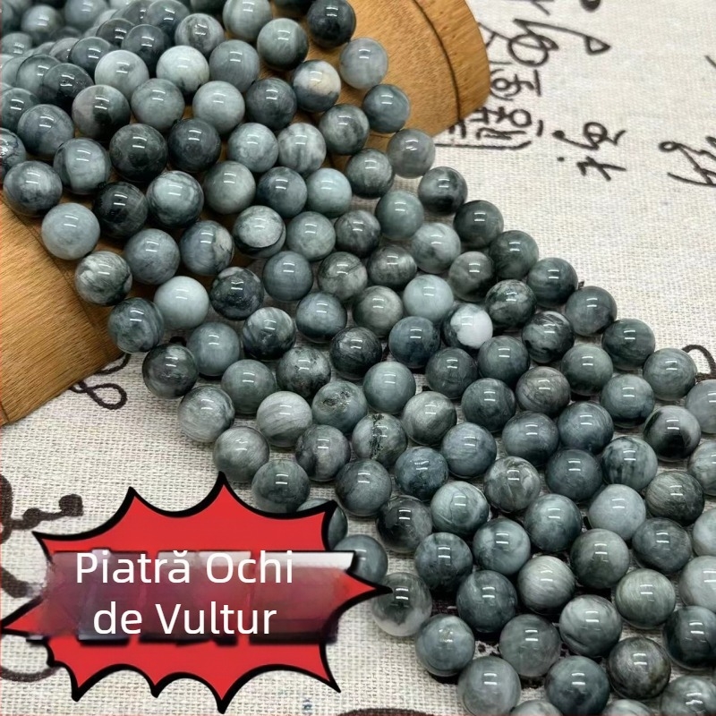 Piatră naturală Eagle Eye, mărgele rotunde, 8 mm, lustruite