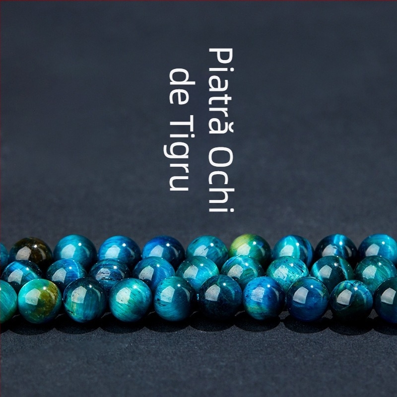 Mărgele ochi de tigru în albastru paun, cristal, rotunde, pentru bijuterii, semifabricate