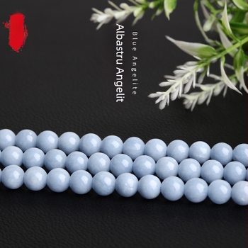 Perle naturale din piatră înger albastru, mărgele rotunde de piatră înger, componente semi-fabricate pentru brățară, accesorii bijuterii