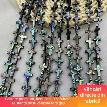 Mărgea naturală din scoică de abalón, în formă de cruce, 8 mm, componente pentru bijuterii DIY
