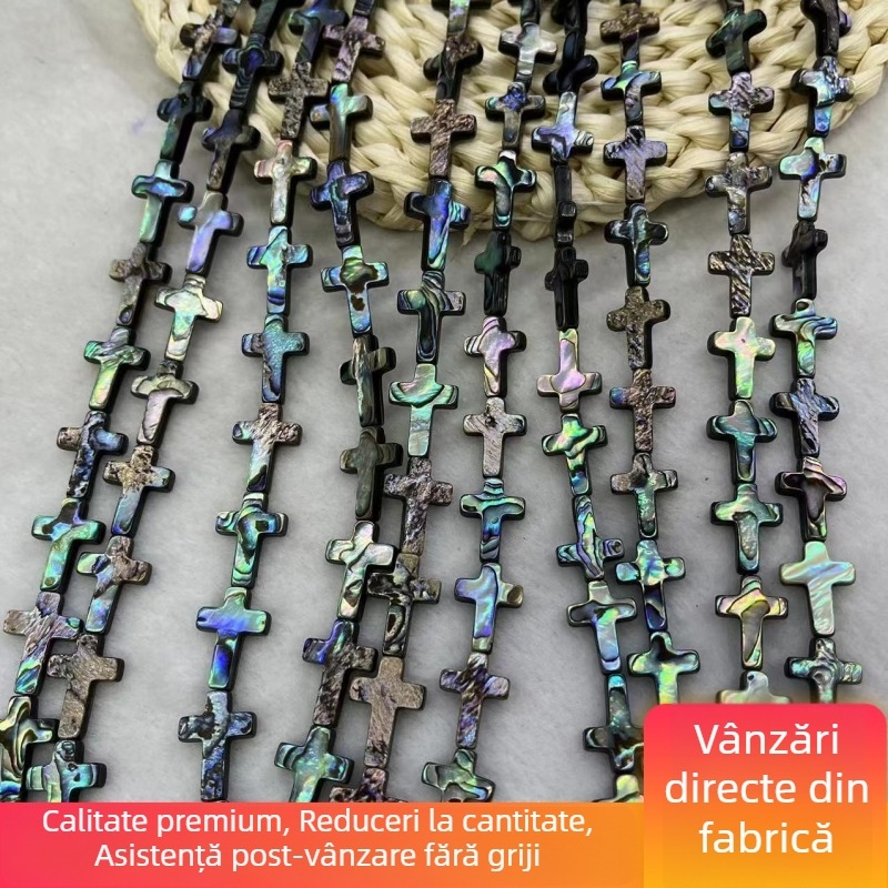 Mărgea naturală din scoică de abalón, în formă de cruce, 8 mm, componente pentru bijuterii DIY