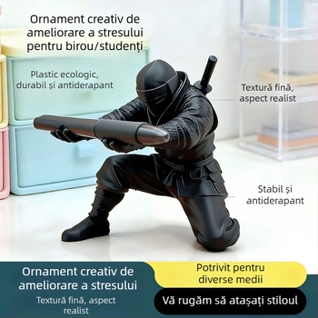 Suport pentru pix ninja, imprimat 3D — decor de birou modern, suport multifuncțional pentru pix, obiect decorativ cu inspirație culturală