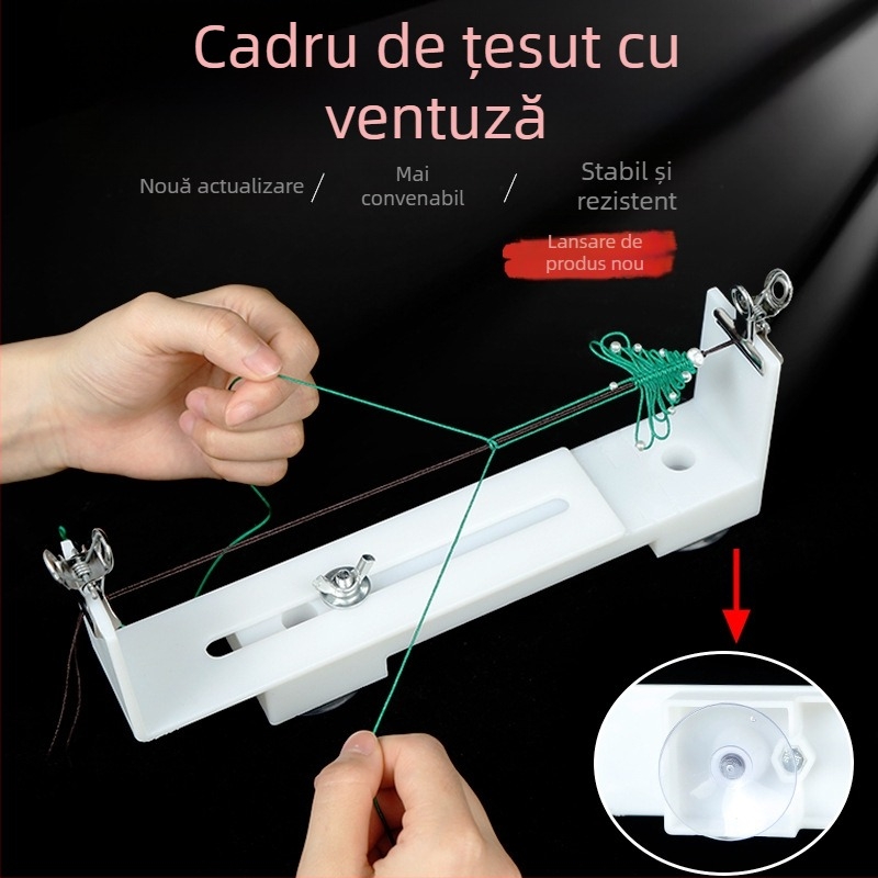 Unealtă DIY pentru țesut brățări din șnur roșu, cu bază de ventuză, suport fix îmbunătățit