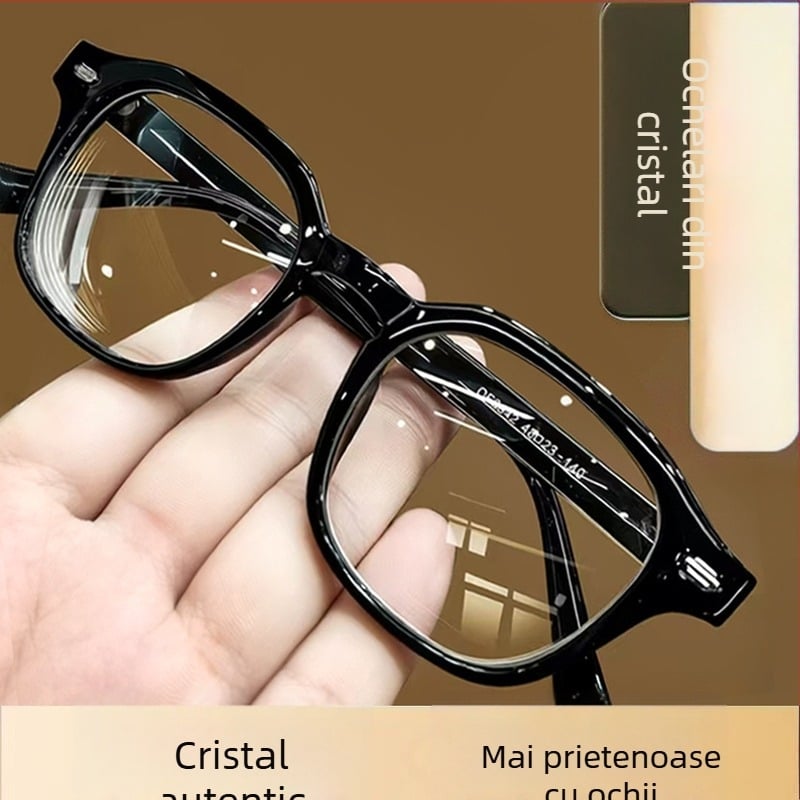 Ochelari de citit din sticlă de cristal reală, rezistenți la zgârieturi și uzură, confortabili pentru ochi.