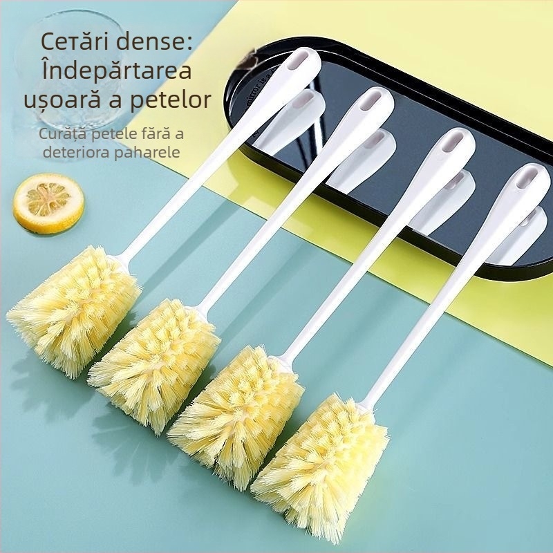 Perie pentru pahare cu mâner lung și peri cu densitate înaltă pentru curățarea zonelor greu accesibile