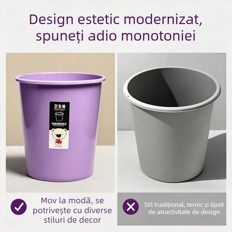 Coș de gunoi de uz casnic, dimensiune medie, pentru living, bucătărie, baie și dormitor — cu capac, profil îngust, rezistent la mirosuri